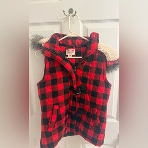❤️🖤 Mossimo Buffalo Plaid Hooded Puffer Vest – Size M